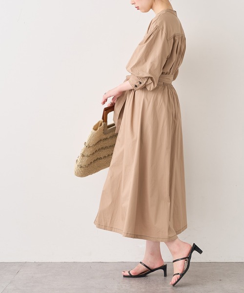 natural couture（ナチュラルクチュール）の「【WEB限定】ノーカラーシャツワンピース（ワンピース・レディース・ブラック/ベージュ/オフホワイト・FREE）」の22枚目の写真