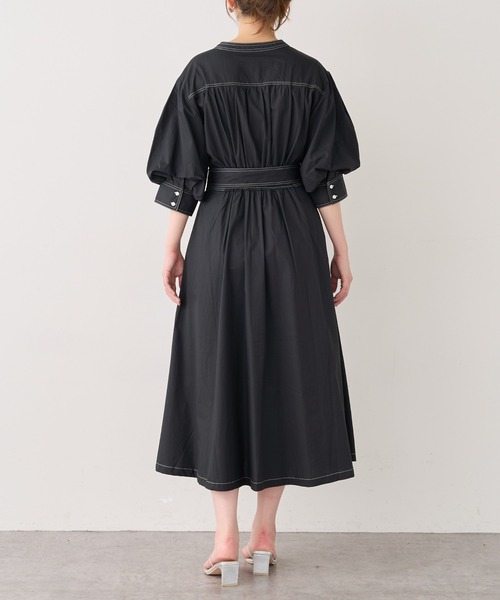 natural couture（ナチュラルクチュール）の「【WEB限定】ノーカラーシャツワンピース（ワンピース・レディース・ブラック/ベージュ/オフホワイト・FREE）」の10枚目の写真