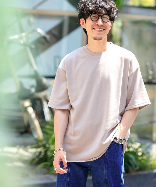 ITEMS URBANRESEARCH（アイテムズ アーバンリサーチ）の「ミニ裏毛 半袖リブTシャツ（Tシャツ/カットソー・メンズ・ベージュ/ピンク/オフホワイト/ブラウン・LARGE/MEDIUM）」の4枚目の写真