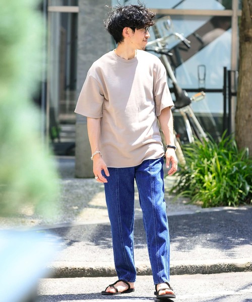 ITEMS URBANRESEARCH（アイテムズ アーバンリサーチ）の「ミニ裏毛 半袖リブTシャツ（Tシャツ/カットソー・メンズ・ベージュ/ピンク/オフホワイト/ブラウン・LARGE/MEDIUM）」の5枚目の写真