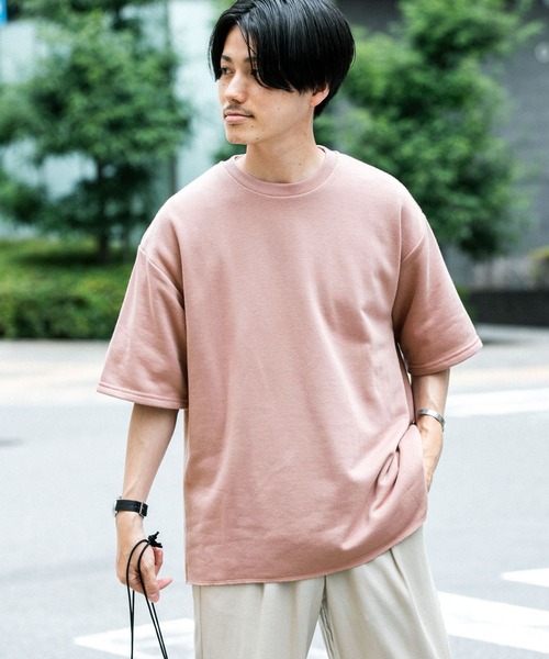 ITEMS URBANRESEARCH（アイテムズ アーバンリサーチ）の「ミニ裏毛 半袖リブTシャツ（Tシャツ/カットソー・メンズ・ベージュ/ピンク/オフホワイト/ブラウン・LARGE/MEDIUM）」の7枚目の写真