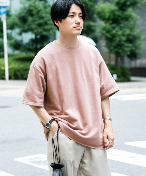 ITEMS URBANRESEARCH（アイテムズ アーバンリサーチ）の「ミニ裏毛 半袖リブTシャツ（Tシャツ/カットソー・メンズ・ベージュ/ピンク/オフホワイト/ブラウン・LARGE/MEDIUM）」の8枚目の写真
