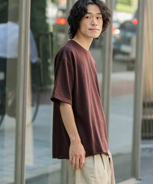 ITEMS URBANRESEARCH（アイテムズ アーバンリサーチ）の「ミニ裏毛 半袖リブTシャツ（Tシャツ/カットソー・メンズ・ベージュ/ピンク/オフホワイト/ブラウン・LARGE/MEDIUM）」の10枚目の写真