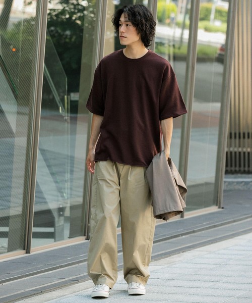ITEMS URBANRESEARCH（アイテムズ アーバンリサーチ）の「ミニ裏毛 半袖リブTシャツ（Tシャツ/カットソー・メンズ・ベージュ/ピンク/オフホワイト/ブラウン・LARGE/MEDIUM）」の11枚目の写真