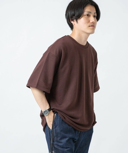 ITEMS URBANRESEARCH（アイテムズ アーバンリサーチ）の「ミニ裏毛 半袖リブTシャツ（Tシャツ/カットソー・メンズ・ベージュ/ピンク/オフホワイト/ブラウン・LARGE/MEDIUM）」の12枚目の写真