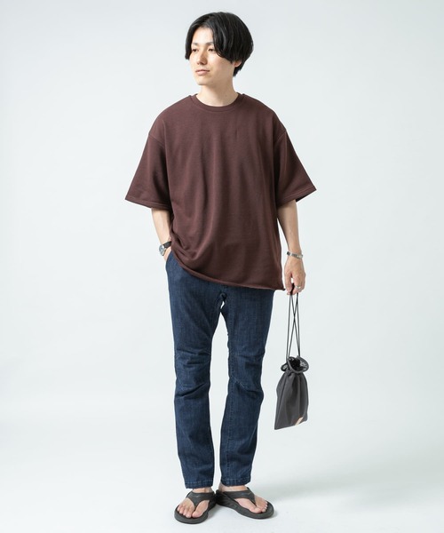 ITEMS URBANRESEARCH（アイテムズ アーバンリサーチ）の「ミニ裏毛 半袖リブTシャツ（Tシャツ/カットソー・メンズ・ベージュ/ピンク/オフホワイト/ブラウン・LARGE/MEDIUM）」の15枚目の写真