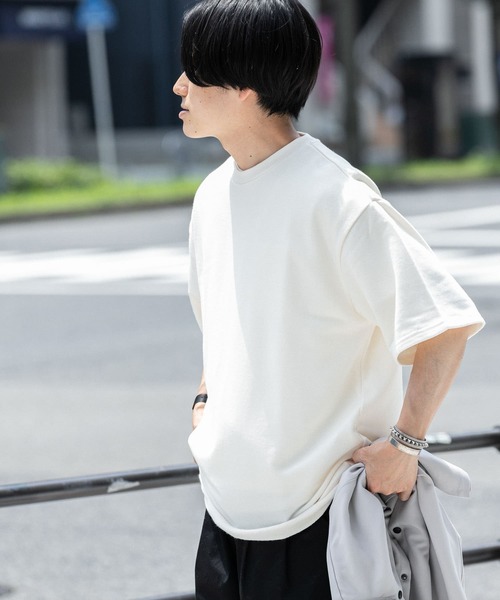 ITEMS URBANRESEARCH（アイテムズ アーバンリサーチ）の「ミニ裏毛 半袖リブTシャツ（Tシャツ/カットソー・メンズ・ベージュ/ピンク/オフホワイト/ブラウン・LARGE/MEDIUM）」の18枚目の写真