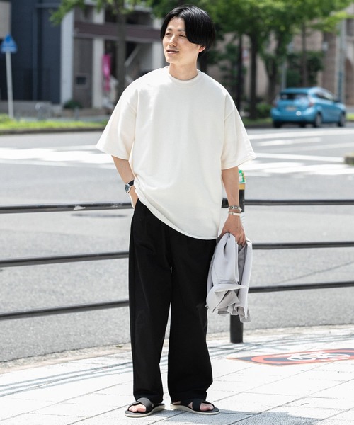 ITEMS URBANRESEARCH（アイテムズ アーバンリサーチ）の「ミニ裏毛 半袖リブTシャツ（Tシャツ/カットソー・メンズ・ベージュ/ピンク/オフホワイト/ブラウン・LARGE/MEDIUM）」の20枚目の写真