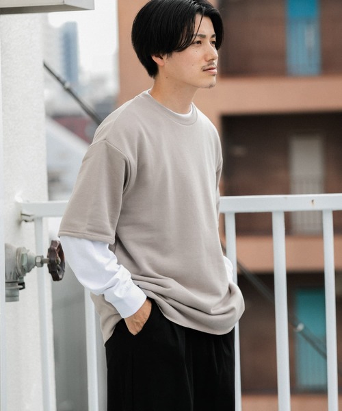 ITEMS URBANRESEARCH（アイテムズ アーバンリサーチ）の「ミニ裏毛 半袖リブTシャツ（Tシャツ/カットソー・メンズ・ベージュ/ピンク/オフホワイト/ブラウン・LARGE/MEDIUM）」の21枚目の写真