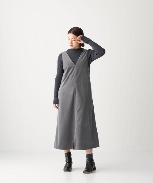 CITEN（シテン）の「＜CITEN（シテン）＞ドレープベロア レイヤード ワンピース（ワンピース・レディース・ダークグレー/ベージュ・FREE）」の7枚目の写真