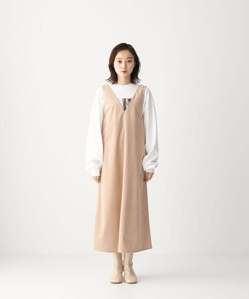 CITEN（シテン）の「＜CITEN（シテン）＞ドレープベロア レイヤード ワンピース（ワンピース・レディース・ダークグレー/ベージュ・FREE）」の8枚目の写真