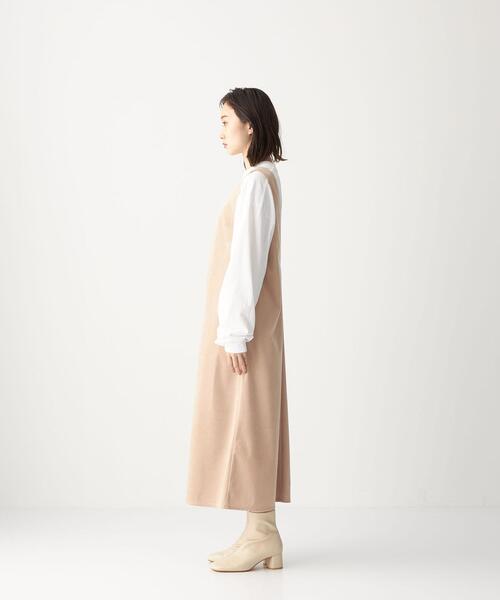 CITEN（シテン）の「＜CITEN（シテン）＞ドレープベロア レイヤード ワンピース（ワンピース・レディース・ダークグレー/ベージュ・FREE）」の9枚目の写真