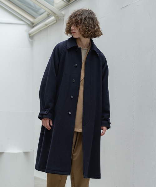 Alcindor Materials（アルシンダーマテリアルズ）の「super120's lamb wool balmacaan coat/スーパー１２０’ｓラムウールバルマカーンコート（その他アウター・メンズ・ライトグレー/ネイビー・MEDIUM/LARGE）」の7枚目の写真