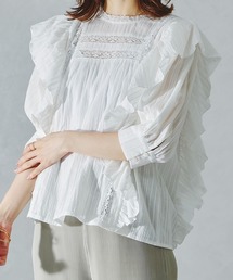 レース切り替えボリューム刺繍ブラウス/AC1113