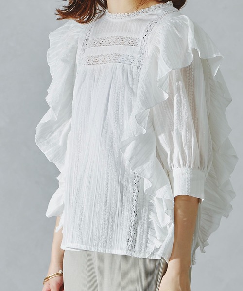 acro（アクロ）の「レース切り替えボリューム刺繍ブラウス/AC1113（シャツ/ブラウス・レディース・ホワイト/ブラック・ﾌﾘ-）」の20枚目の写真