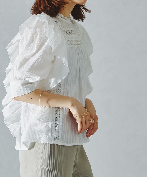 acro（アクロ）の「レース切り替えボリューム刺繍ブラウス/AC1113（シャツ/ブラウス・レディース・ホワイト/ブラック・ﾌﾘ-）」の17枚目の写真
