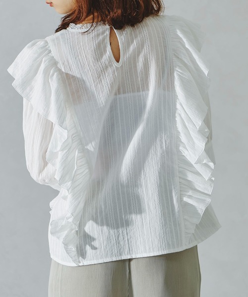 acro（アクロ）の「レース切り替えボリューム刺繍ブラウス/AC1113（シャツ/ブラウス・レディース・ホワイト/ブラック・ﾌﾘ-）」の10枚目の写真