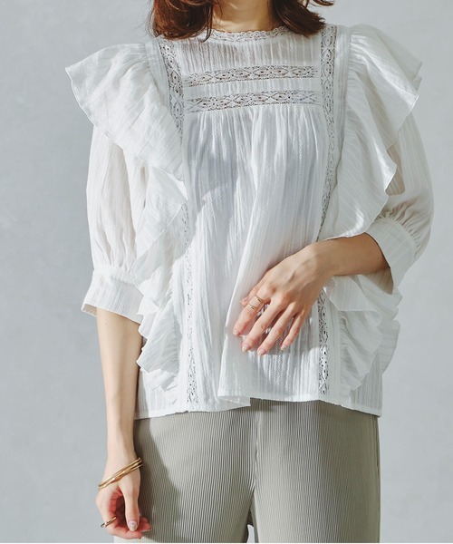 acro（アクロ）の「レース切り替えボリューム刺繍ブラウス/AC1113（シャツ/ブラウス・レディース・ホワイト/ブラック・ﾌﾘ-）」の15枚目の写真