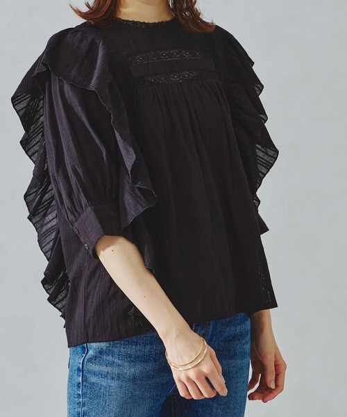 acro（アクロ）の「レース切り替えボリューム刺繍ブラウス/AC1113（シャツ/ブラウス・レディース・ホワイト/ブラック・ﾌﾘ-）」の14枚目の写真