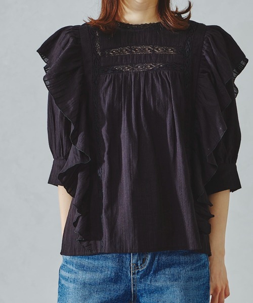 acro（アクロ）の「レース切り替えボリューム刺繍ブラウス/AC1113（シャツ/ブラウス・レディース・ホワイト/ブラック・ﾌﾘ-）」の9枚目の写真