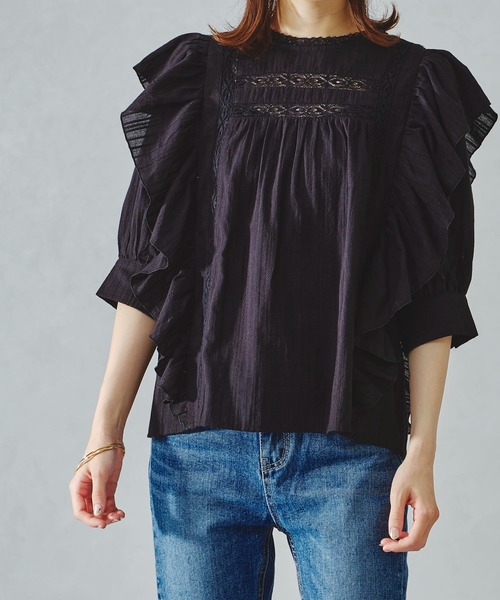 acro（アクロ）の「レース切り替えボリューム刺繍ブラウス/AC1113（シャツ/ブラウス・レディース・ホワイト/ブラック・ﾌﾘ-）」の12枚目の写真