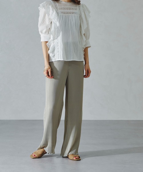 acro（アクロ）の「レース切り替えボリューム刺繍ブラウス/AC1113（シャツ/ブラウス・レディース・ホワイト/ブラック・ﾌﾘ-）」の6枚目の写真