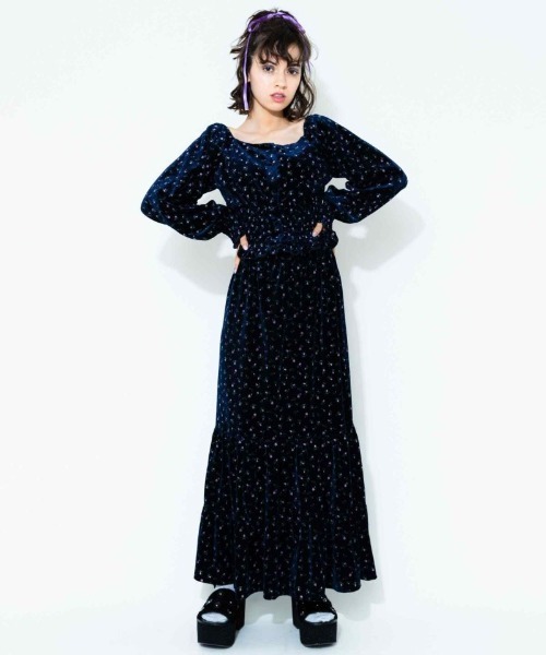 Candy Stripper（キャンディストリッパー）の「FLOWER VELOUR スカート（スカート・レディース・グレー/ネイビー・2）」の8枚目の写真