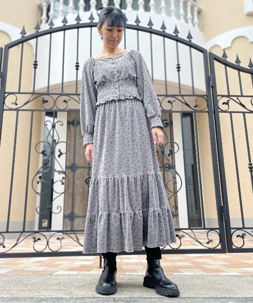 Candy Stripper（キャンディストリッパー）の「FLOWER VELOUR スカート（スカート・レディース・グレー/ネイビー・2）」の14枚目の写真