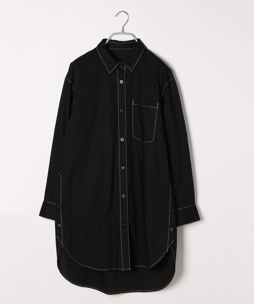 PAGEBOY(ページボーイ)の「CORE / ステッチロングシャツ(シャツ/ブラウス・レディース・ブラック/オフホワイト/グリーン・FREE)」の17枚目の写真
