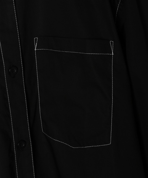 PAGEBOY(ページボーイ)の「CORE / ステッチロングシャツ(シャツ/ブラウス・レディース・ブラック/オフホワイト/グリーン・FREE)」の9枚目の写真