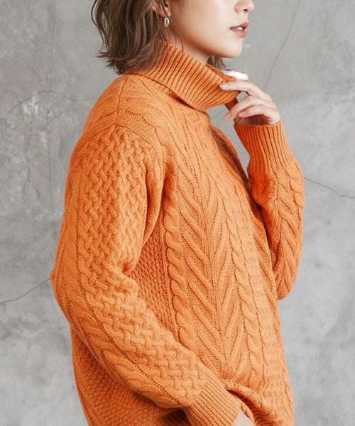 roshell（ロシェル）の「ローゲージ タートルネック フィッシャーマン ケーブルニット セーター（ニット/セーター・メンズ・グレー系その他/ブルー系その他/ブラック系その他/ブルー系その他3/ベージュ系その他/ホワイト/レッド系その他/グレイッシュベージュ/モカ/ブラック/ミックスグレー/パープル/ブルー系その他2/グレー系その他2/ブルー系その他4/ブルー系その他5/カーキ/グリーン/ブルー/チャコールグレー/オレンジ・SMALL/X-LARGE/MEDIUM/LARGE）」の21枚目の写真