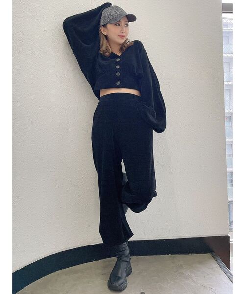 GYDA(ジェイダ)の「ベロアライクリラックスパンツ(その他パンツ・レディース・ブラック/ベージュ・FREE)」の4枚目の写真