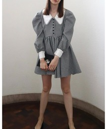 epine | lase collar check flare onepiece(ワンピース)