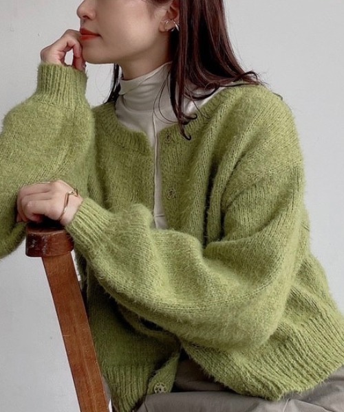VANNIE U（ヴァニーユー）の「モヘアライク2WAYニットカーディガン（カーディガン/ボレロ・レディース・グリーン/アイボリー/パープル/ブルー/イエロー・FREE）」の3枚目の写真