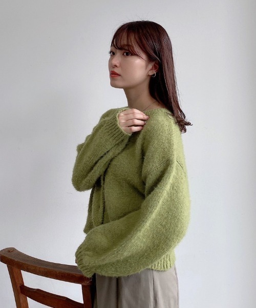 VANNIE U（ヴァニーユー）の「モヘアライク2WAYニットカーディガン（カーディガン/ボレロ・レディース・グリーン/アイボリー/パープル/ブルー/イエロー・FREE）」の14枚目の写真