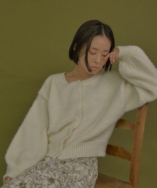 VANNIE U（ヴァニーユー）の「モヘアライク2WAYニットカーディガン（カーディガン/ボレロ・レディース・グリーン/アイボリー/パープル/ブルー/イエロー・FREE）」の7枚目の写真