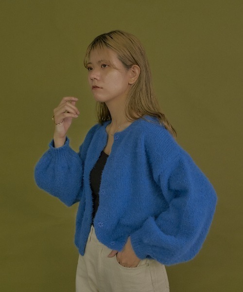 VANNIE U（ヴァニーユー）の「モヘアライク2WAYニットカーディガン（カーディガン/ボレロ・レディース・グリーン/アイボリー/パープル/ブルー/イエロー・FREE）」の16枚目の写真