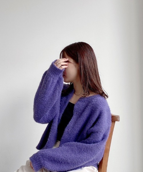 VANNIE U（ヴァニーユー）の「モヘアライク2WAYニットカーディガン（カーディガン/ボレロ・レディース・グリーン/アイボリー/パープル/ブルー/イエロー・FREE）」の11枚目の写真