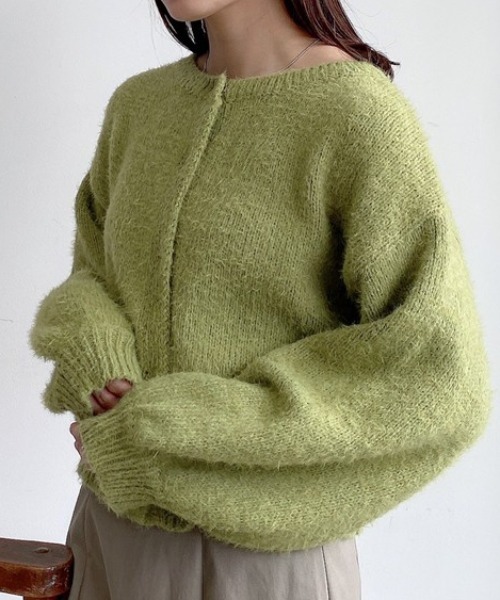 VANNIE U（ヴァニーユー）の「モヘアライク2WAYニットカーディガン（カーディガン/ボレロ・レディース・グリーン/アイボリー/パープル/ブルー/イエロー・FREE）」の22枚目の写真