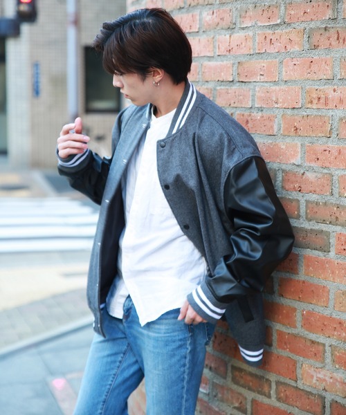 WESTSEA（ウエストシー）の「メルトン　ルーズサイズ  アメカジスタジャン（スタジャン・メンズ・チャコール/ブラック/グリーン・XL/M/L）」の4枚目の写真