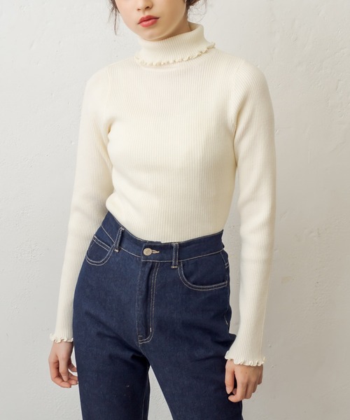 OLIVE des OLIVE（オリーブデオリーブ）の「たくさん着まわしリブタートルニット（ニット/セーター・レディース・ライトグレー/ブラック/ブラウン/オフホワイト/ミント/スミクロ・FREE）」の10枚目の写真