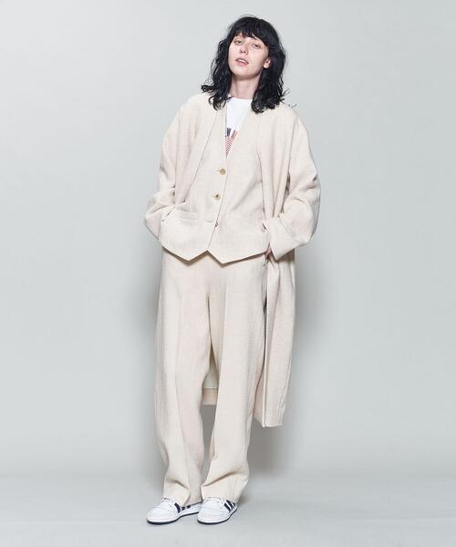 6(ロク)の「<6(ROKU)>HERRINGBONE COAT/コート(ノーカラーコート・レディース・オフホワイト/ダークグレー・38/36)」の3枚目の写真