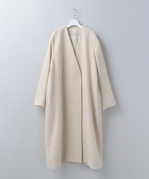 6(ロク)の「<6(ROKU)>HERRINGBONE COAT/コート(ノーカラーコート・レディース・オフホワイト/ダークグレー・38/36)」の4枚目の写真