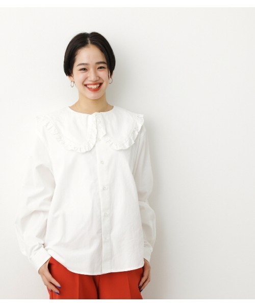 RODEO CROWNS WIDE BOWL（ロデオクラウンズワイドボウル）の「RCSビッグカラーブラウス（シャツ/ブラウス・レディース・ブラック/オフホワイト・FREE）」の2枚目の写真