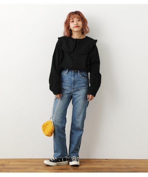 RODEO CROWNS WIDE BOWL（ロデオクラウンズワイドボウル）の「RCSビッグカラーブラウス（シャツ/ブラウス・レディース・ブラック/オフホワイト・FREE）」の22枚目の写真