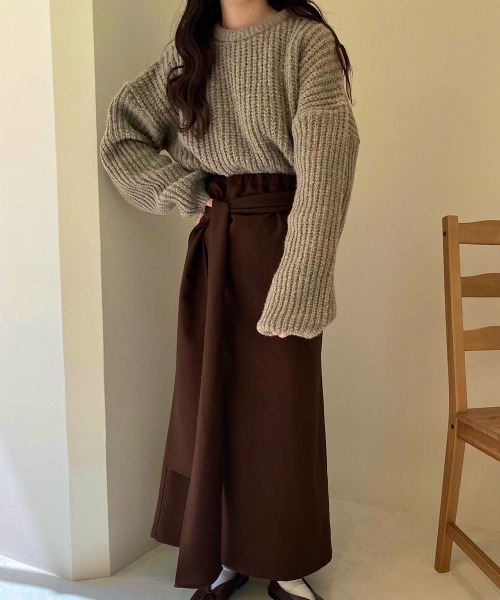 lawgy（ラウジー）の「round neck knit（ニット/セーター・レディース・ホワイト/モカ・FREE）」の15枚目の写真