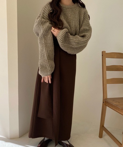 lawgy（ラウジー）の「round neck knit（ニット/セーター・レディース・ホワイト/モカ・FREE）」の14枚目の写真