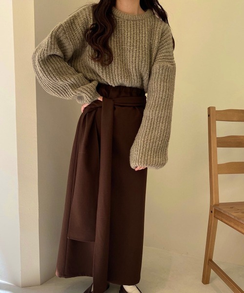 lawgy（ラウジー）の「round neck knit（ニット/セーター・レディース・ホワイト/モカ・FREE）」の16枚目の写真