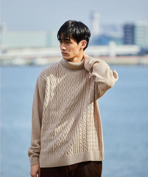 green label relaxing（グリーンレーベルリラクシング）の「バルキー タートルネック ニット（ニット/セーター・メンズ・オフホワイト/ブラック/ベージュ・XL/M/L/S）」の3枚目の写真