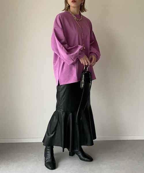 y/m by misato（イムバイミサト）の「ボリュームスリーブスウェットトップス（スウェット・レディース・ライトパープル/アイボリー/ベージュ・FREE）」の17枚目の写真